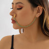 IngeSight.Z 1 pcs Green Beaded Long Dangle Piercing Nose Clip Chain for Women Hollow Metal Copper Chain Ear Cuffs Body Jewelry