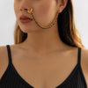 IngeSight.Z 1 pcs Green Beaded Long Dangle Piercing Nose Clip Chain for Women Hollow Metal Copper Chain Ear Cuffs Body Jewelry