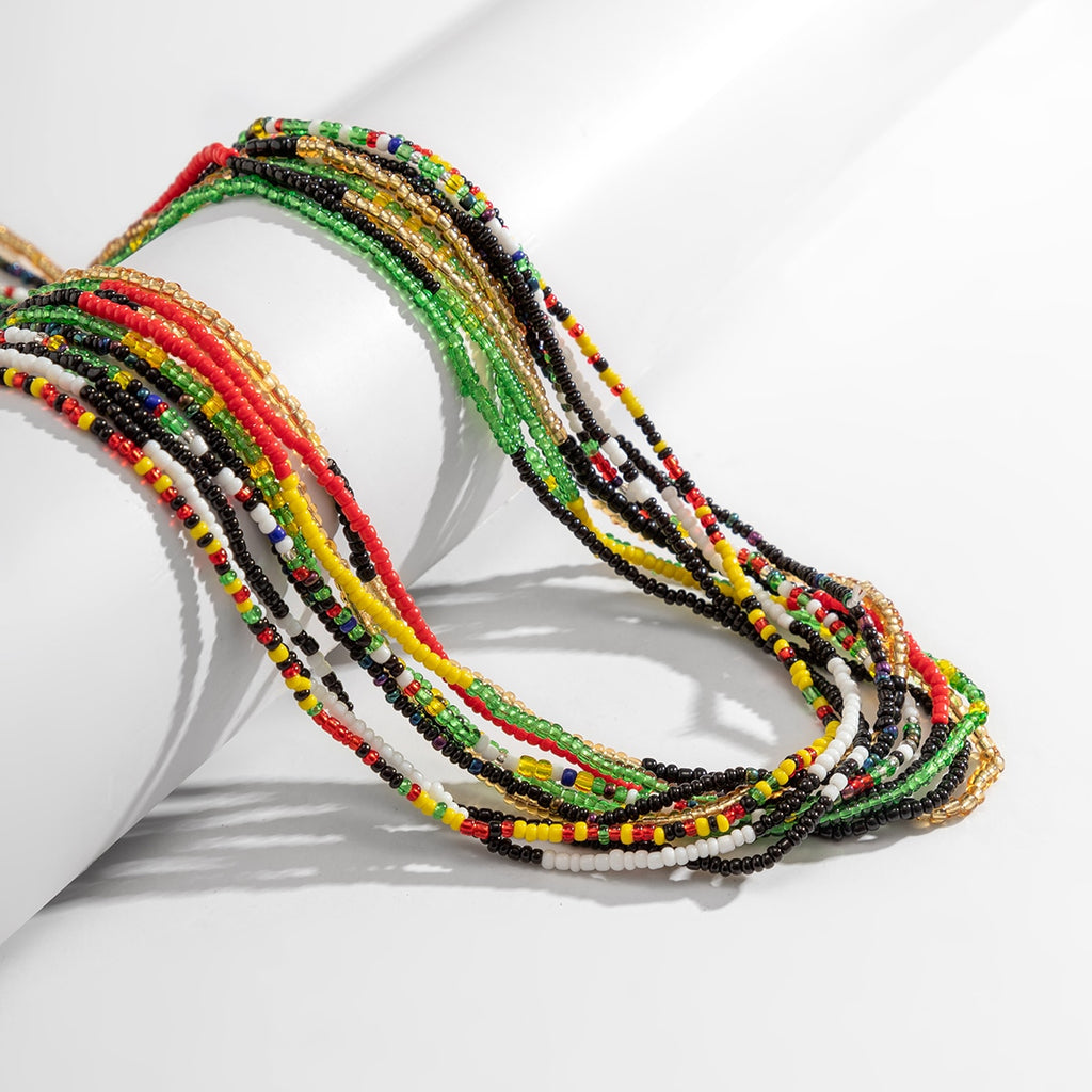 IngeSight.Z 10 Pcs Colorful Beaded Elastic Waist Chain for Women Sexy Beach Waistband Bikini African Belly Body Jewelry Gift