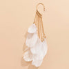 IngeSight.Z 1PC Black/Red Color Feather Tassel Long Earrings Korean Elegant Arc Ear Hanging Fake Cartilage Clip Earrings Jewelry