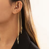 IngeSight.Z 1PC Imitation Pearl Sequins Long Tassel Earrings Kpop Arc Ear Hanging Fake Cartilage Clip Earrings Jewelry Accessory