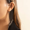 IngeSight.Z 1PC Imitation Pearl Sequins Long Tassel Earrings Kpop Arc Ear Hanging Fake Cartilage Clip Earrings Jewelry Accessory
