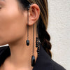 IngeSight.Z 1PC Imitation Pearl Sequins Long Tassel Earrings Kpop Arc Ear Hanging Fake Cartilage Clip Earrings Jewelry Accessory