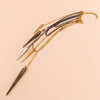 IngeSight.Z 1PC Retro Metal Rivet Long Tassel Earrings Arc Ear Hanging Fake Cartilage Clip Earrings Without Piercing Jewelry