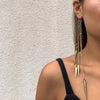 IngeSight.Z 1PC Retro Metal Rivet Long Tassel Earrings Arc Ear Hanging Fake Cartilage Clip Earrings Without Piercing Jewelry