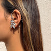IngeSight.Z 1PC Rose Flower Leaves Clip Earrings Without Piercing Korean Arc Hanging Earrings Fake Cartilage Ear Bone Jewelry