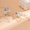 IngeSight.Z 1pcs White Pearl Flower Leaves Ear Clip for Women Simple Retro Elves Earrings Ear Bone Clips Jewelry Gift