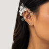 IngeSight.Z 1pcs White Pearl Flower Leaves Ear Clip for Women Simple Retro Elves Earrings Ear Bone Clips Jewelry Gift