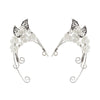 IngeSight.Z 1pcs White Pearl Flower Leaves Ear Clip for Women Simple Retro Elves Earrings Ear Bone Clips Jewelry Gift