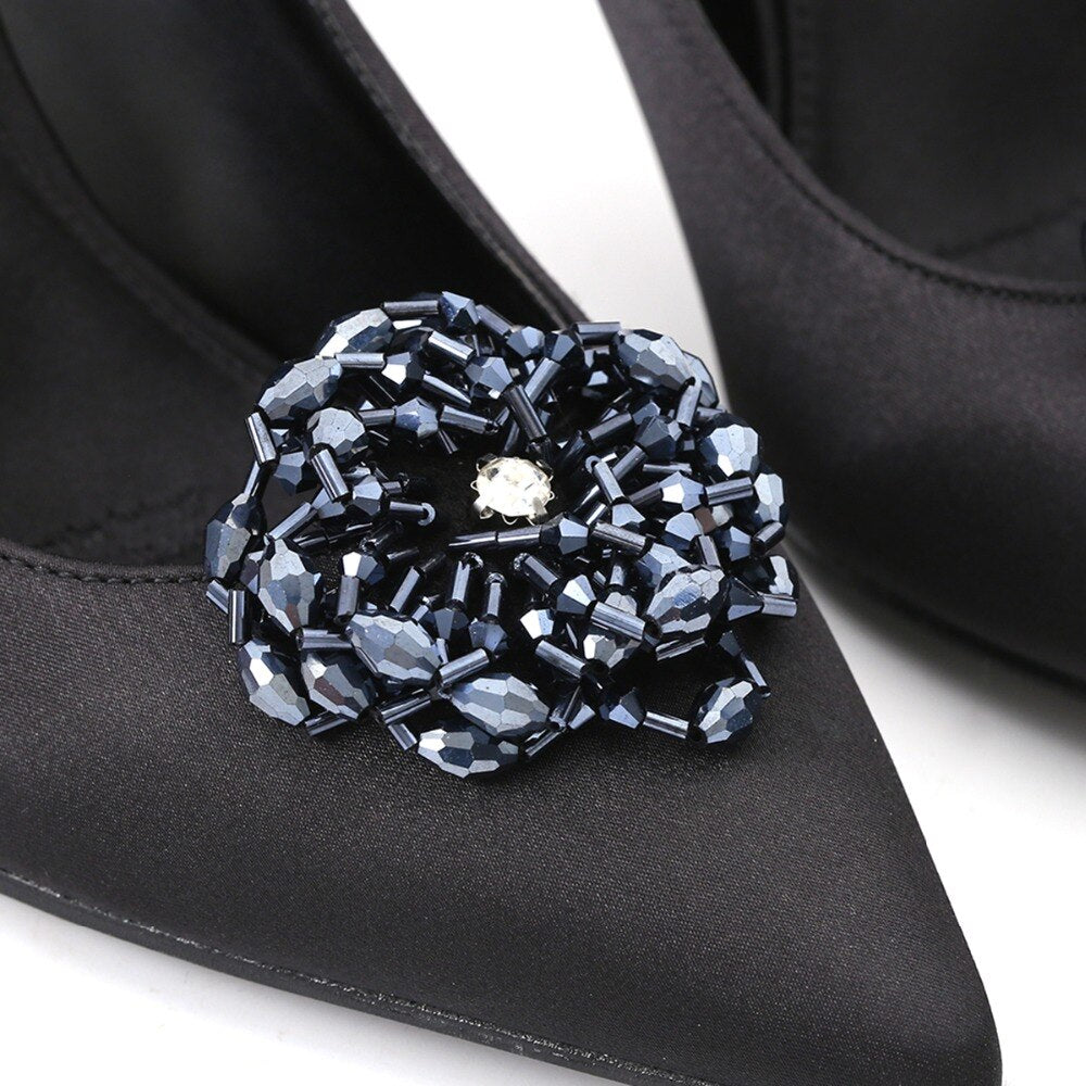 IngeSight.Z 2 Pieces Charm Acrylic Bead Flower Shoe Decoration Elegant Women Anklet Shoe Clip Jewelry Accessories Buckle