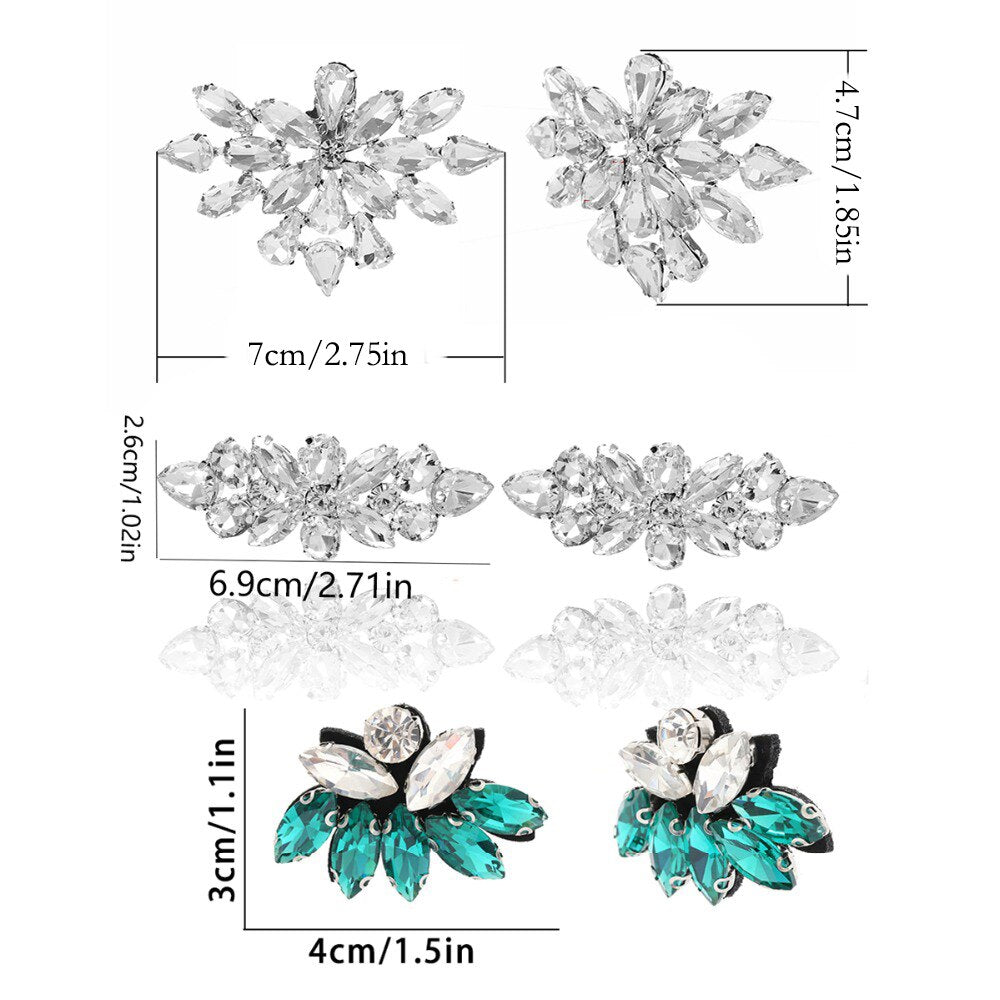 IngeSight.Z 2 Pieces Charm Glass Drill Shoe Decoration Women Anklet Elegant Shoe Clip Prom Bridal Wedding Jewelry Accessories