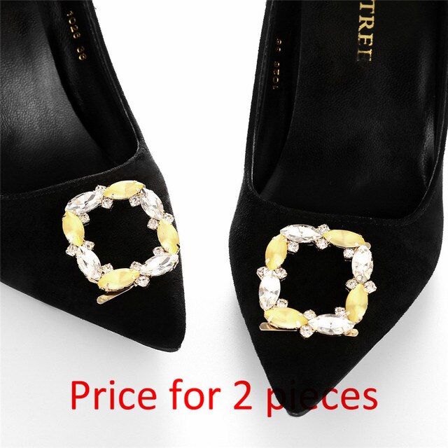 IngeSight.Z 2 Pieces Charm Glass Drill Shoe Decoration Women Anklet Elegant Shoe Clip Prom Bridal Wedding Jewelry Accessories