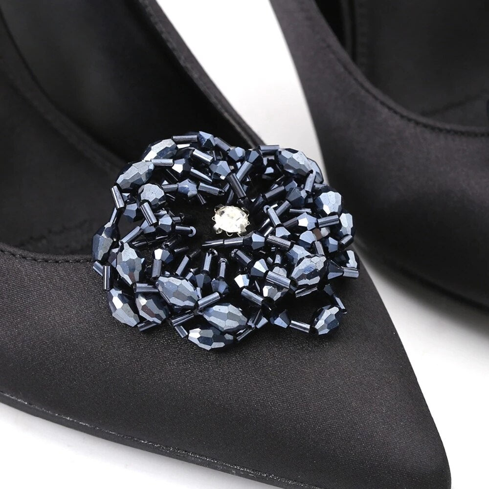 IngeSight.Z 2 Pieces Charm Glass Drill Shoe Decoration Women Anklet Elegant Shoe Clip Prom Bridal Wedding Jewelry Accessories