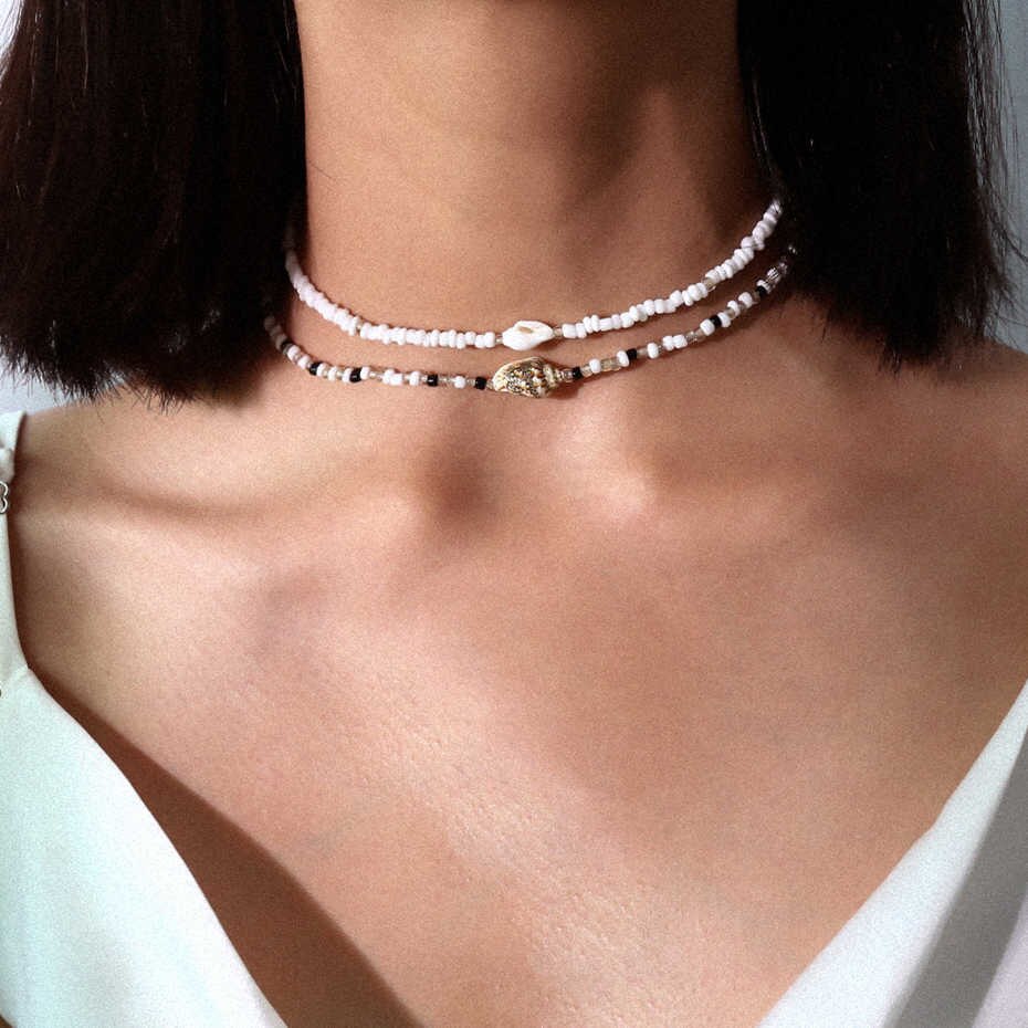 IngeSight.Z 2Pcs/Lot Bohemian Colorful Bead Choker Necklace Collar Statement Letter LOVE Clavicle Chain Women Necklaces Jewelry