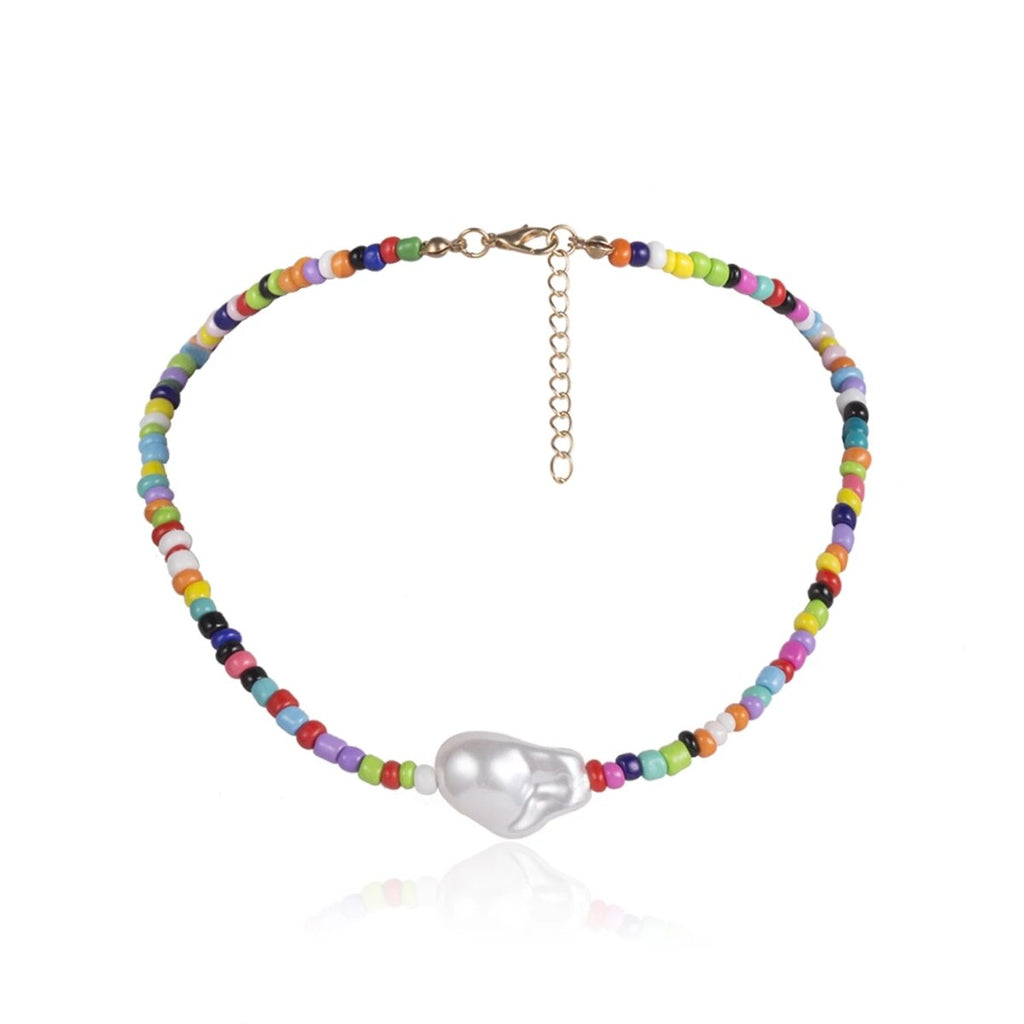 IngeSight.Z 2Pcs/Lot Bohemian Colorful Bead Choker Necklace Collar Statement Letter LOVE Clavicle Chain Women Necklaces Jewelry