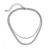 IngeSight.Z 2Pcs/Set  Stainless Steel Choker Necklace Double Layered Steampunk Silver Color Long Necklaces Jewelry