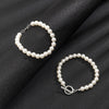 IngeSight.Z 2Pcs/Set Imitation Pearl Chain OT Buckle Bracelets for Men Women Punk Charm Bracelets Bangle Jewelry Gifts