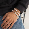 IngeSight.Z 2Pcs/Set Imitation Pearl Chain OT Buckle Bracelets for Men Women Punk Charm Bracelets Bangle Jewelry Gifts