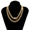 IngeSight.Z 2Pcs/Set  Crystal Rhinestone Toggle Clasp Choker Necklace Women Hip Hop Thick Miami Cuban Necklace Jewelry