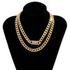 IngeSight.Z 2Pcs/Set  Crystal Rhinestone Toggle Clasp Choker Necklace Women Hip Hop Thick Miami Cuban Necklace Jewelry