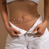 IngeSight.Z 2Pcs/Set Natural Opal Stone Link Chain Harness Waist Belly Chain Multi Layered Bead Chain Bikini Body Women Jewelry