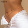 IngeSight.Z 2Pcs/Set Simple Initial Letter BabyGirl Harness Waist Belly Chain Sexy Summer Beach Bikini Link Chain Body Jewelry