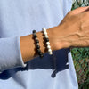 IngeSight.Z 2Pcs/Set Volcanic Stone Bracelet Lava Wooden Beads Friendship Bracelets Tibetan Buddha Wrist Chain for Men Jewelry