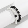 IngeSight.Z 2Pcs/Set Volcanic Stone Bracelet Lava Wooden Beads Friendship Bracelets Tibetan Buddha Wrist Chain for Men Jewelry