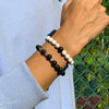 IngeSight.Z 2Pcs/Set Volcanic Stone Bracelet Lava Wooden Beads Friendship Bracelets Tibetan Buddha Wrist Chain for Men Jewelry