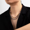 IngeSight.Z 2Pcs/set Natural Wood Beaded Surfer Necklace for Men Vintage Twisted Metal Link Chain Necklace Tribal Jewelry Gift