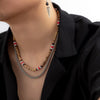 IngeSight.Z 2Pcs/set Natural Wood Beaded Surfer Necklace for Men Vintage Twisted Metal Link Chain Necklace Tribal Jewelry Gift