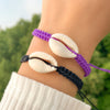 IngeSight.Z 2pc/set Bohemian Shell Braided Rope Chain Bracelet Set for Women Handmade Adjustable Anklet Wristband Beach Jewelry