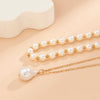 IngeSight.Z 2pcs/set Elegant Large Pearls Pendant Necklace for Women Punk Pearls CCB Beaded Gold Color Link Chain Choker Neck