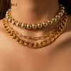 IngeSight.Z 3Pcs/Set Goth Gothic CCB Platics Big Ball Beaded Chain Choker Necklace Multi Layered Chunky Thick Curb Women Jewelry