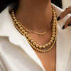 IngeSight.Z 3Pcs/Set Goth Gothic Copper Flat Blade Snake Chain Choker Necklace Gold Color Beaded Chain Chain Necklaces Jewelry