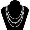 IngeSight.Z 3Pcs/Set Goth Gothic Copper Flat Blade Snake Chain Choker Necklace Gold Color Beaded Chain Chain Necklaces Jewelry