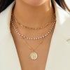 IngeSight.Z 3Pcs/Set Imitation Pearl Beaded Choker Necklace for Women Vintage Carved Coin Portrait Pendant Necklaces Jewelry