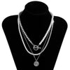 IngeSight.Z 3Pcs/Set Imitation Pearl Beaded Toggle Lasso Choker Necklace Copper Flat Snake Round Sequin Pendant Necklace Jewelry