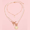 IngeSight.Z 3Pcs/Set Red Color Seed Beaded Chain Choker Necklace for Women Bohemia Letter Carved Coin Star Pendant Necklace Sets