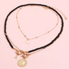 IngeSight.Z 3Pcs/Set Red Color Seed Beaded Chain Choker Necklace for Women Bohemia Letter Carved Coin Star Pendant Necklace Sets