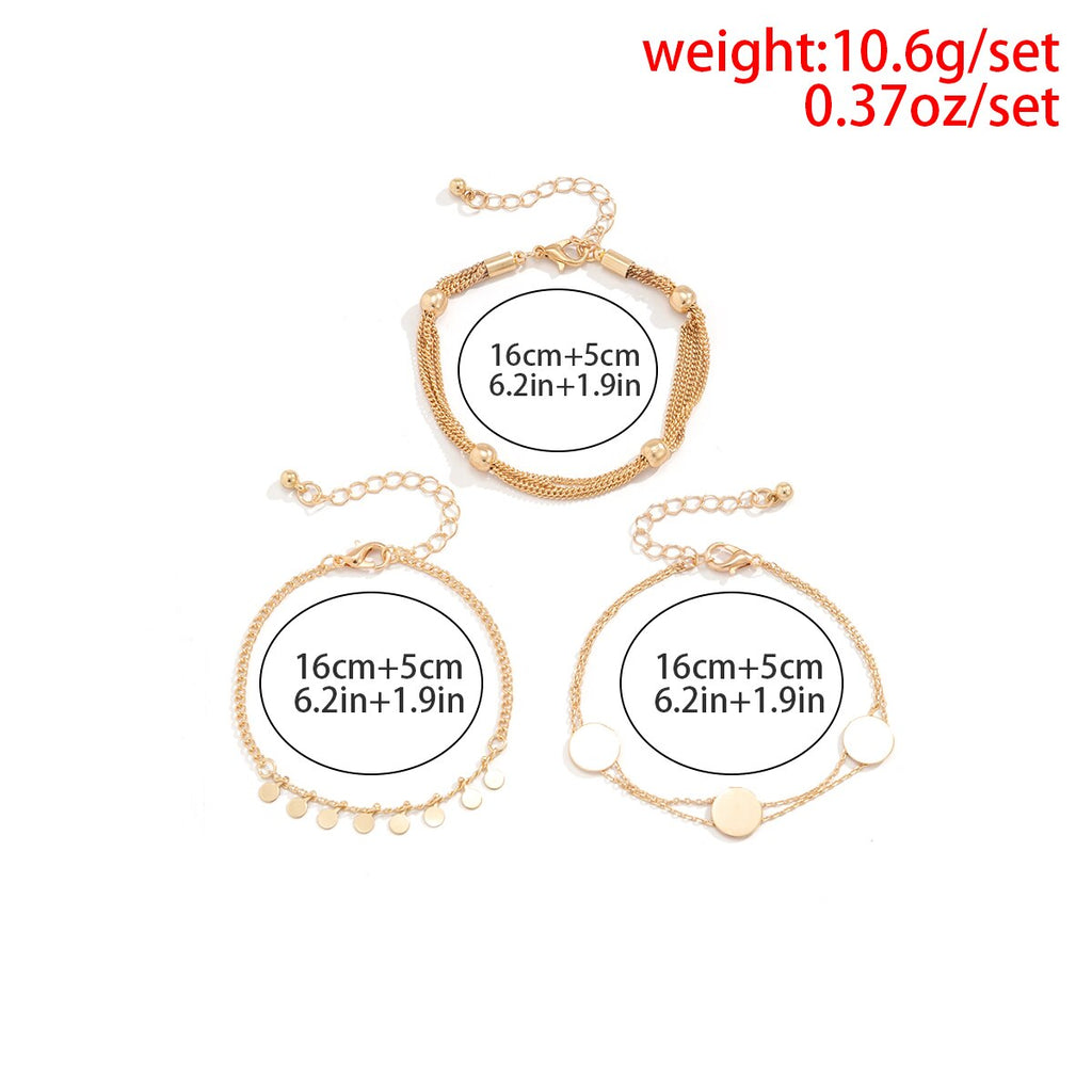 IngeSight.Z 3Pcs/Set Small Sequin Ball Beaded Pendant Bracelets  for Women Punk Gold Color Wrist Chain Friendship Bracelets 2022