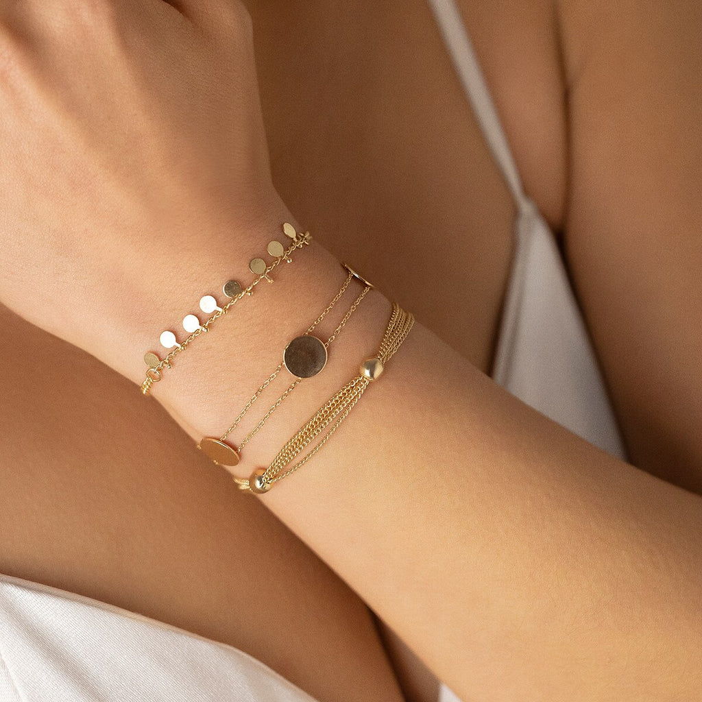IngeSight.Z 3Pcs/Set Small Sequin Ball Beaded Pendant Bracelets  for Women Punk Gold Color Wrist Chain Friendship Bracelets 2022