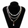 IngeSight.Z 3pcs/set Acrylic Imitation Pearl Pendant Necklaces for Women Gorgeous Multilayers Flower Beads Choker Necklaces Set