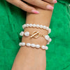 IngeSight.Z 3pcs/set Irregular Imitation Pearls OT Buckle Bracelet for Women Charm Trendy CCB Beads Bracelet Jewelry Gift