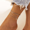 IngeSight.Z 3pcs/set Moon Sequins Tassel Anklets Bracelet for Women 2022 Beach Charm Gold Color Thin Foot Chain Summer Jewelry