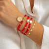 IngeSight.Z 4 pcs/set  Red Crystal Heart Pearls Bracelet for Women Punk Charm Gold Color Rhinestones Coin Pendant Bracelet