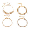 IngeSight.Z 4Pcs/Set Adjustable Full Iced Out Rhinestone Curb Cuban Chain Bracelets Bangles for Women Chunky Thick Wrist Jewelry