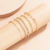 IngeSight.Z 4Pcs/Set Adjustable Full Iced Out Rhinestone Curb Cuban Chain Bracelets Bangles for Women Chunky Thick Wrist Jewelry