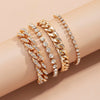 IngeSight.Z 4Pcs/Set Adjustable Full Iced Out Rhinestone Curb Cuban Chain Bracelets Bangles for Women Chunky Thick Wrist Jewelry