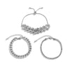 IngeSight.Z 4Pcs/Set Adjustable Full Iced Out Rhinestone Curb Cuban Chain Bracelets Bangles for Women Chunky Thick Wrist Jewelry